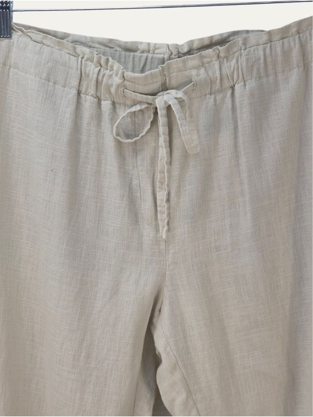 RW&CO Linen Blend Pull On Pants Large Beige Drawstring Ankle Pants - Picture 3 of 8